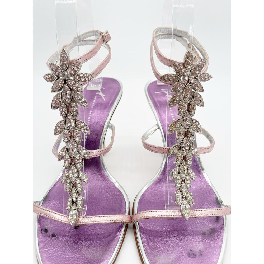 Giuseppe Zanotti Vintage Pink Metallic Crystal Embellished Strappy Sandals IT 38 - Picture 8 of 15